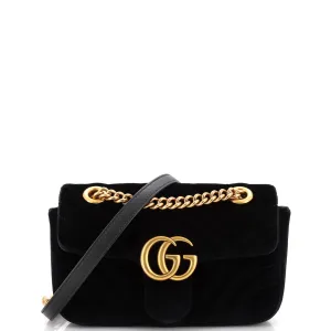 GUCCI GG Marmont Flap Bag Matelasse Velvet Mini