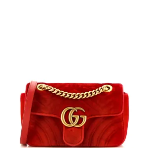 GUCCI GG Marmont Flap Bag Matelasse Velvet Mini