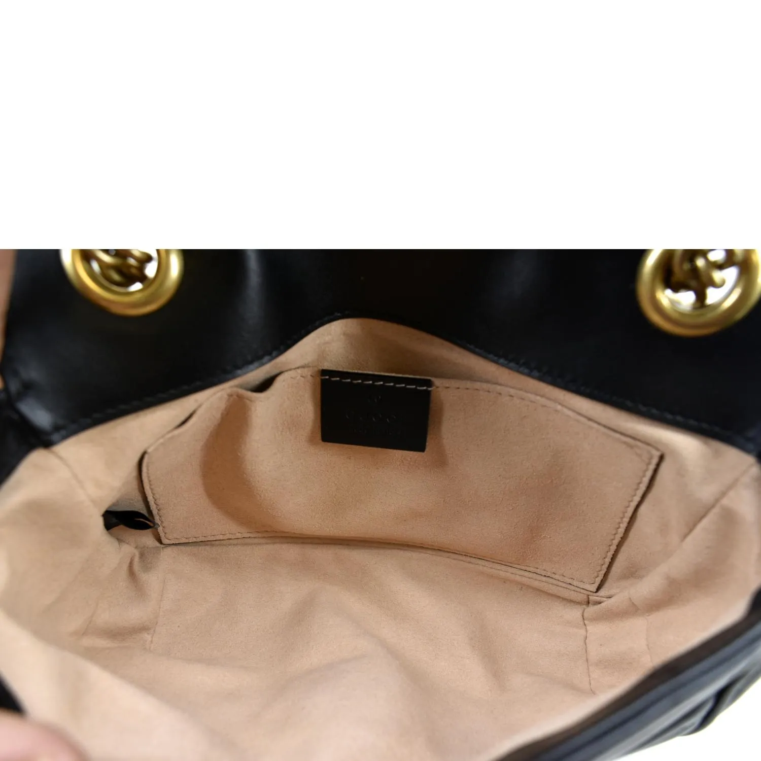 GUCCI GG Marmont Mini Leather Shoulder Bag Black 446744