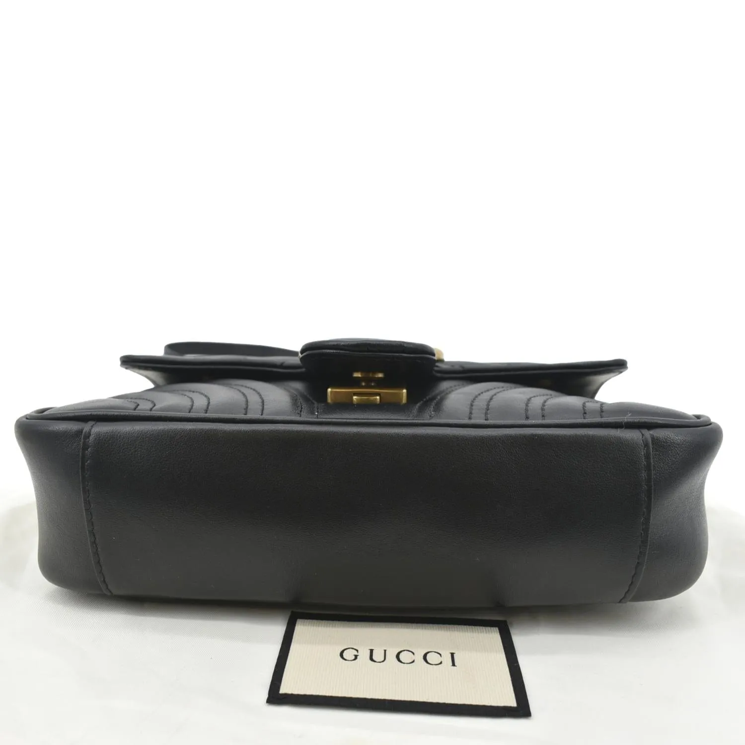 GUCCI GG Marmont Mini Leather Shoulder Bag Black 446744
