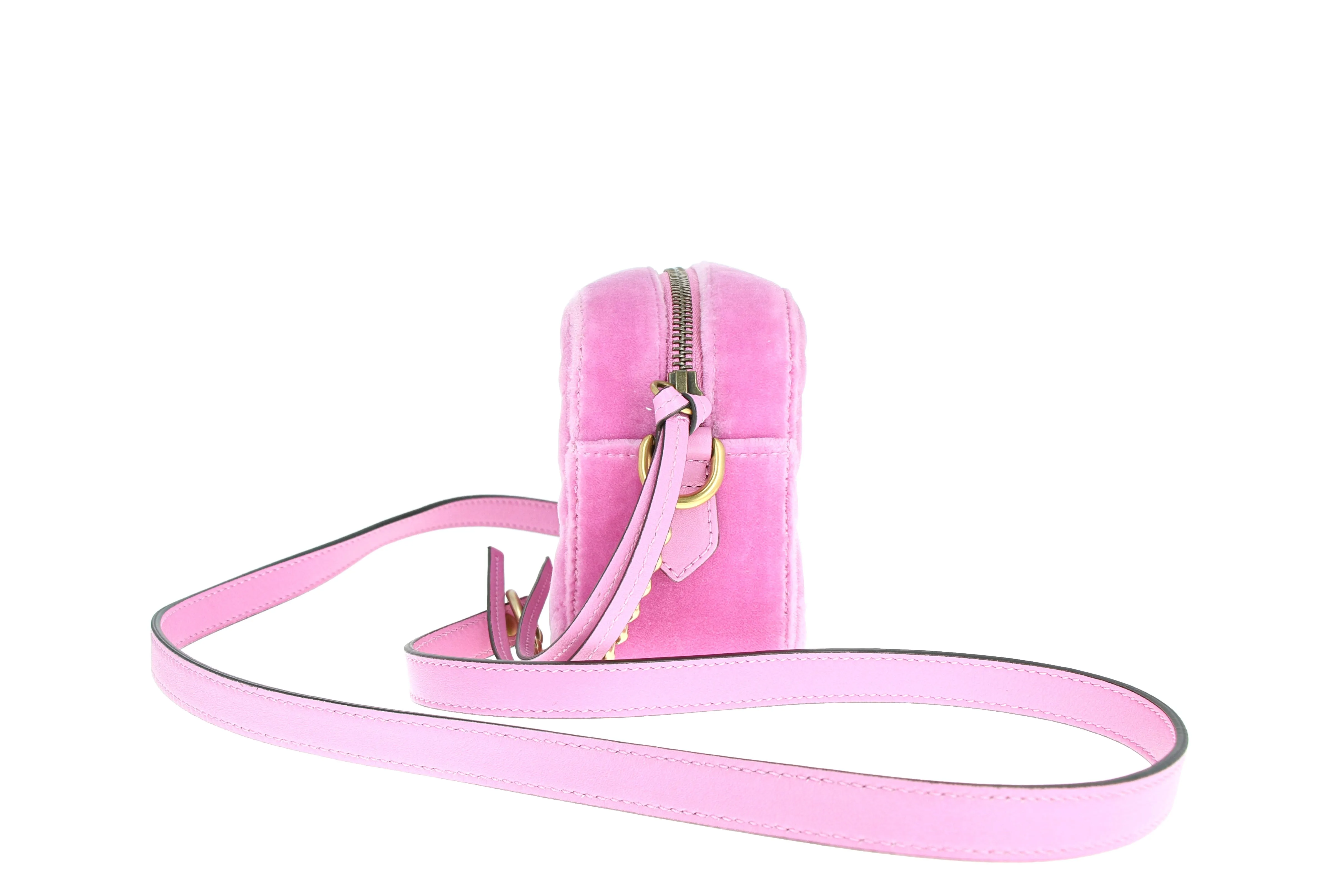 Gucci GG Marmont Shoulder Bag Mini Velvet Crystal Pink