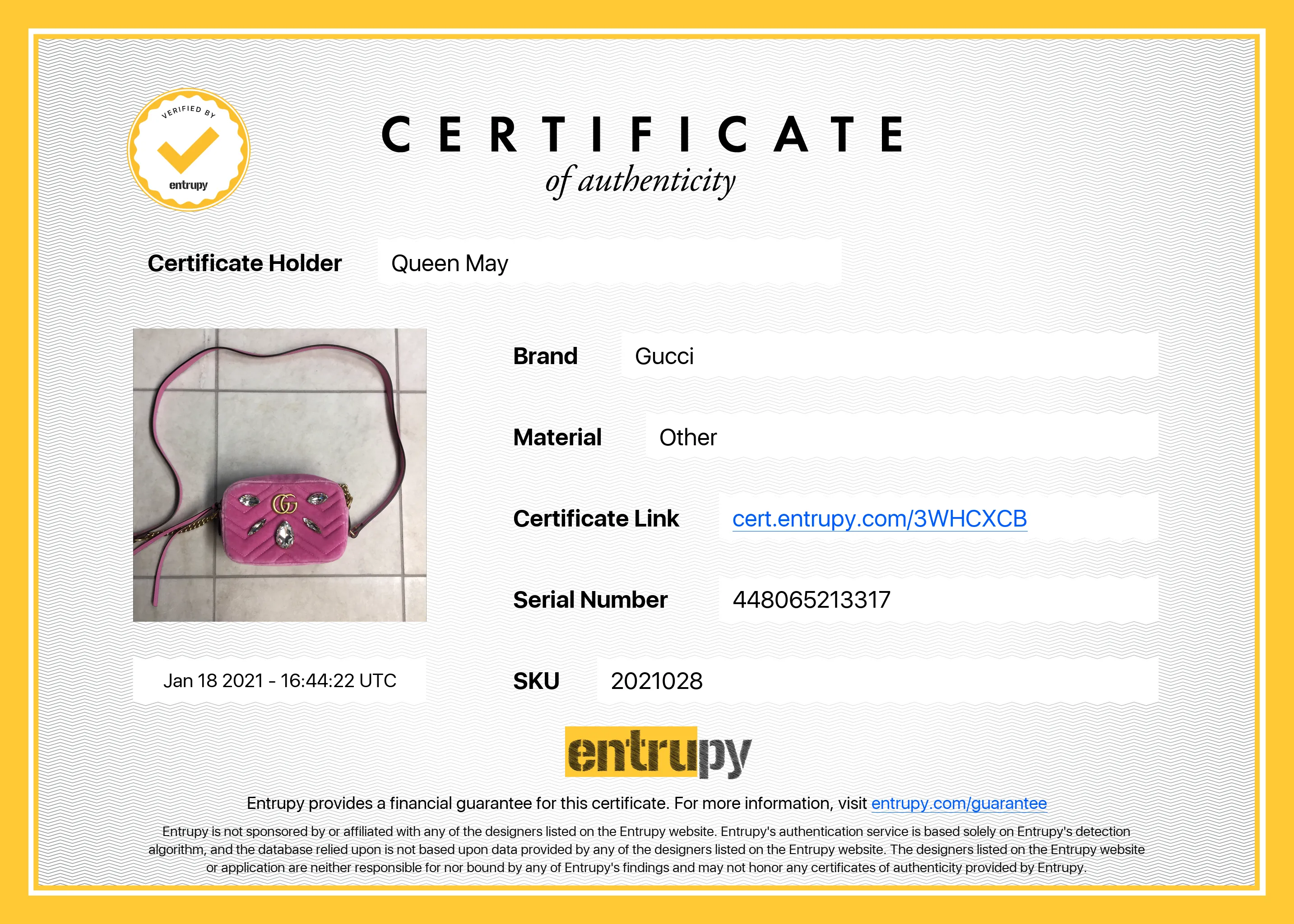 Gucci GG Marmont Shoulder Bag Mini Velvet Crystal Pink