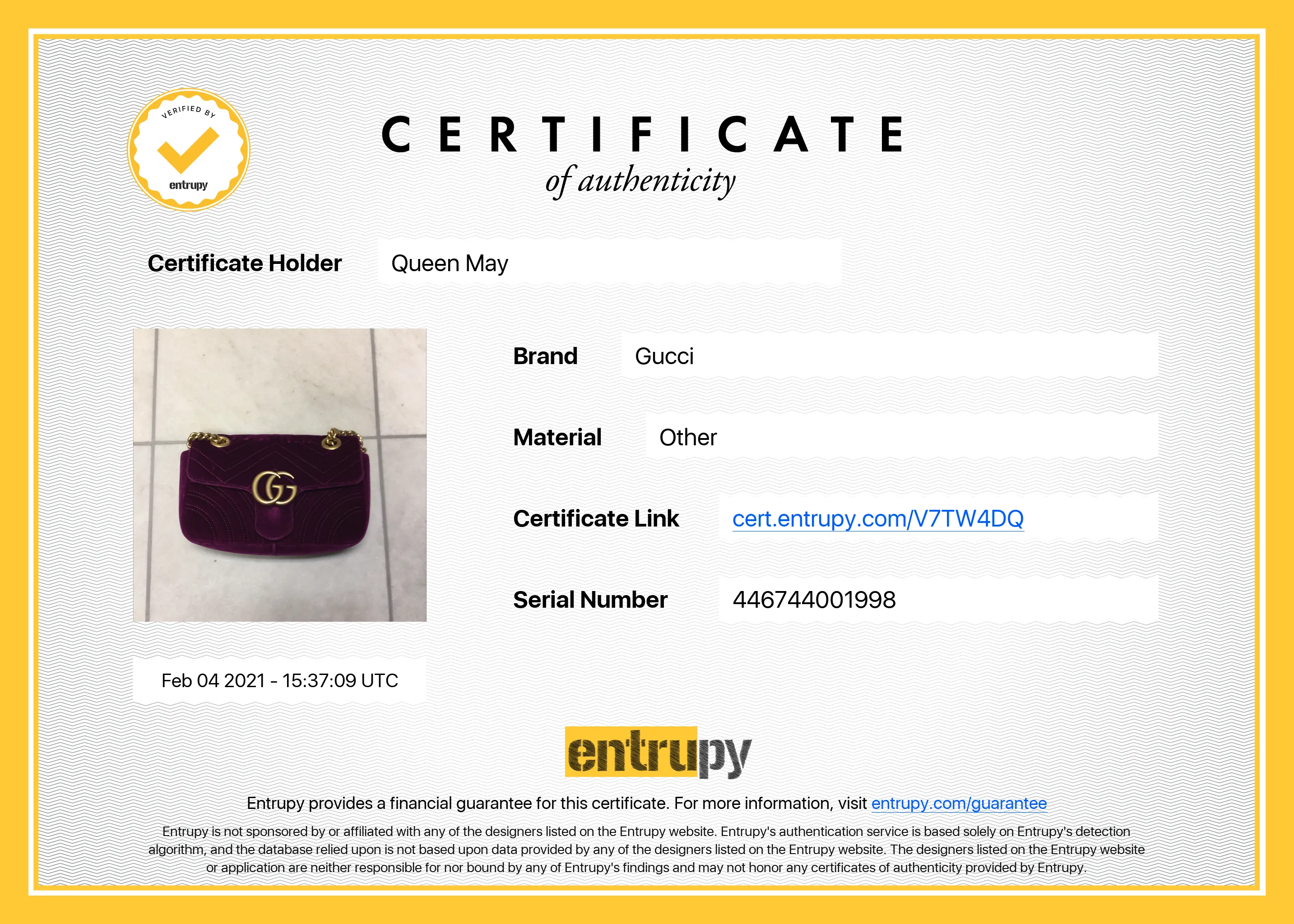 Gucci GG Matelasse Marmont Velvet Shoulder Bag Mini