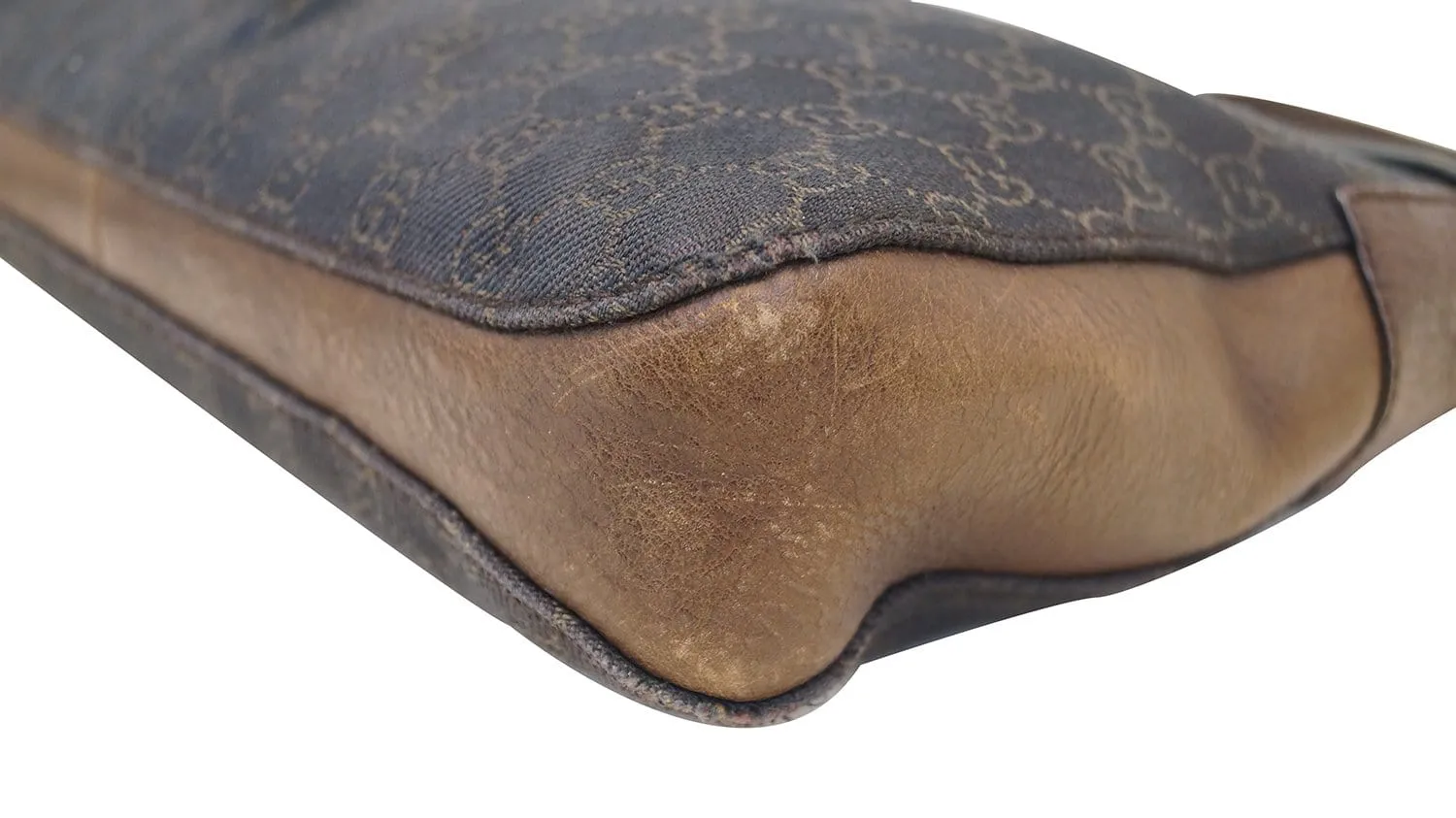 GUCCI GG Pattern Horsebit Dark Brown Shoulder Bag