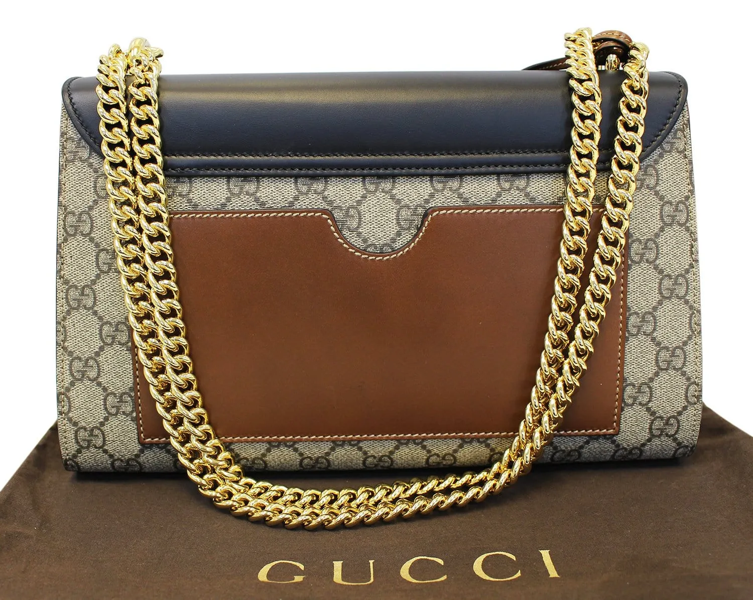 GUCCI GG Supreme Beige/Black Padlock Medium Shoulder Bag