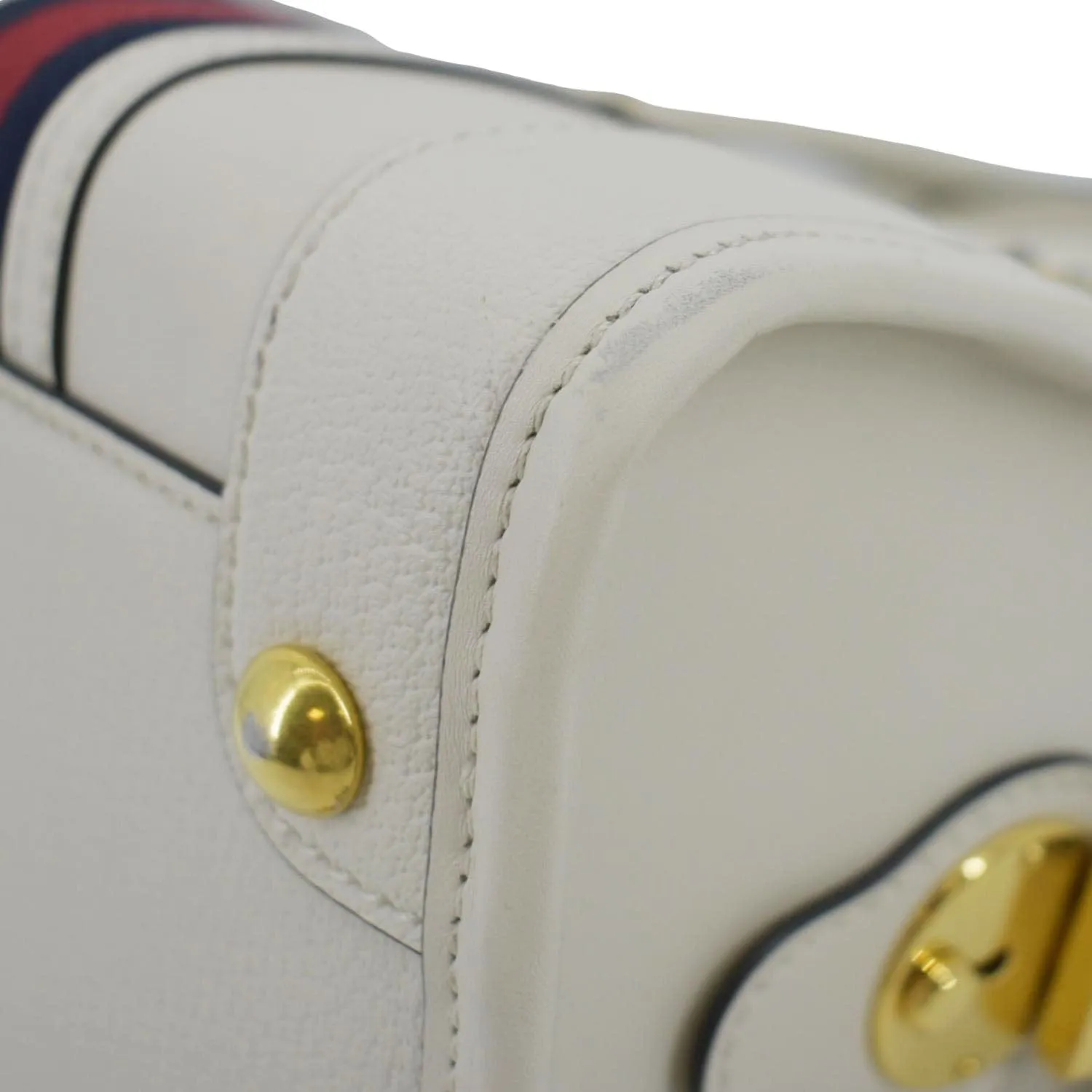 GUCCI Medium Top Handle Leather Shoulder Bag White 715666