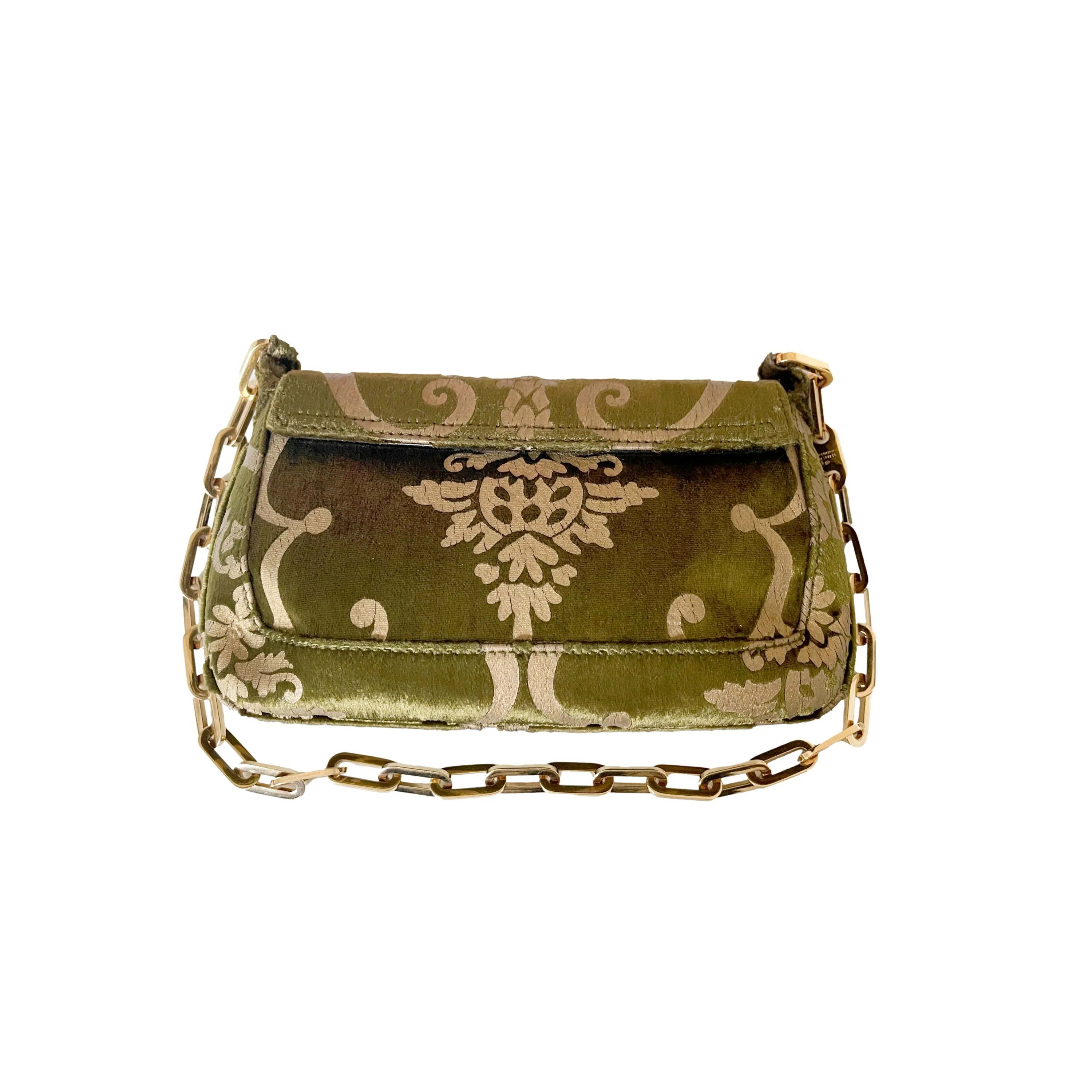 Gucci Olive Velvet Brocade Mini Shoulder Bag