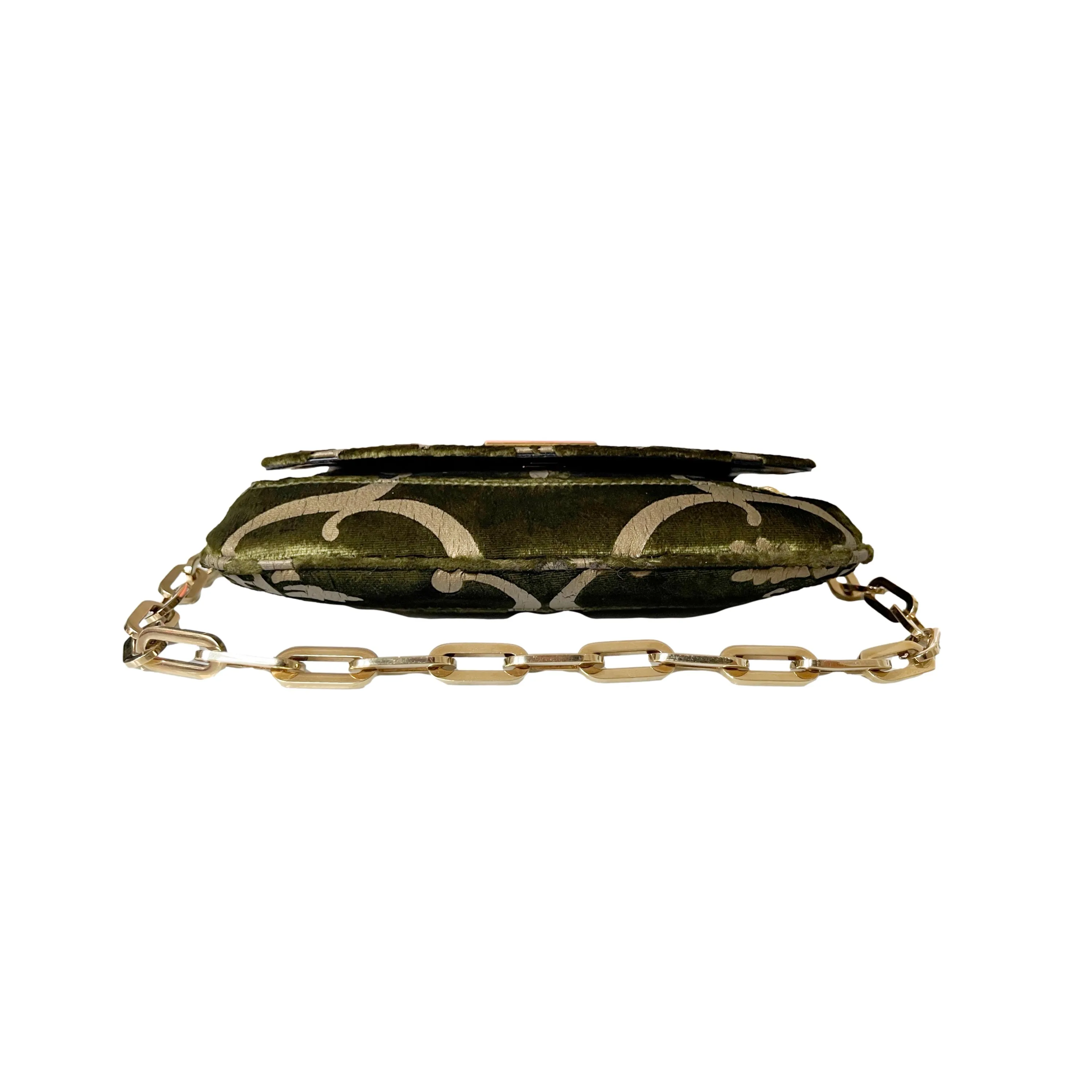 Gucci Olive Velvet Brocade Mini Shoulder Bag