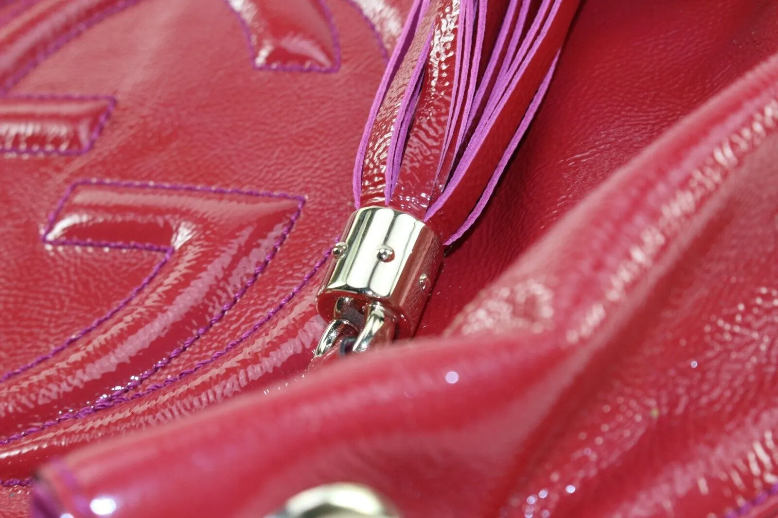 Gucci Patent Pink Soho Fringe Tassel Chain Tote 2way Fuchsia 1GK0104K