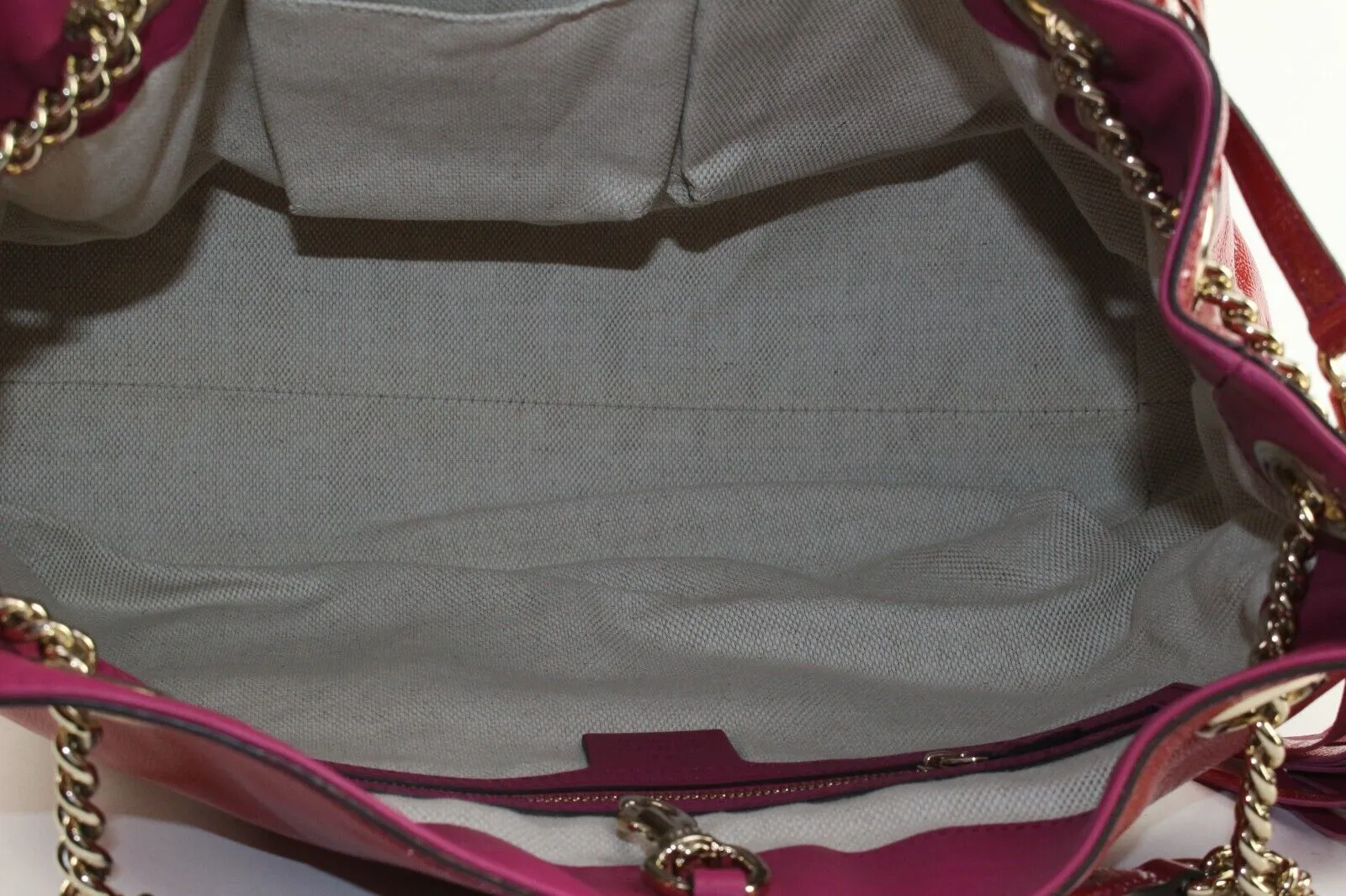 Gucci Patent Pink Soho Fringe Tassel Chain Tote 2way Fuchsia 1GK0104K