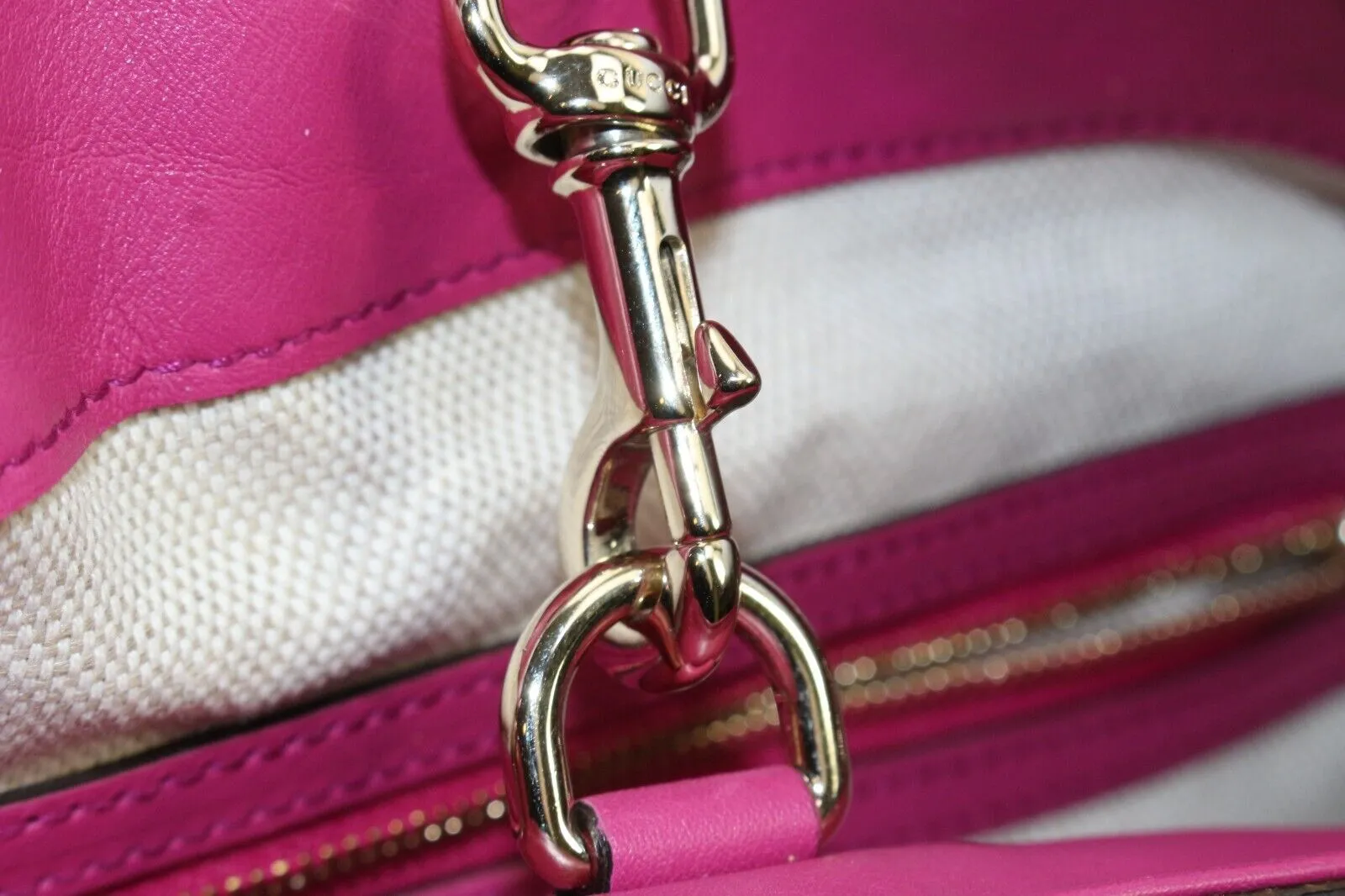 Gucci Patent Pink Soho Fringe Tassel Chain Tote 2way Fuchsia 1GK0104K