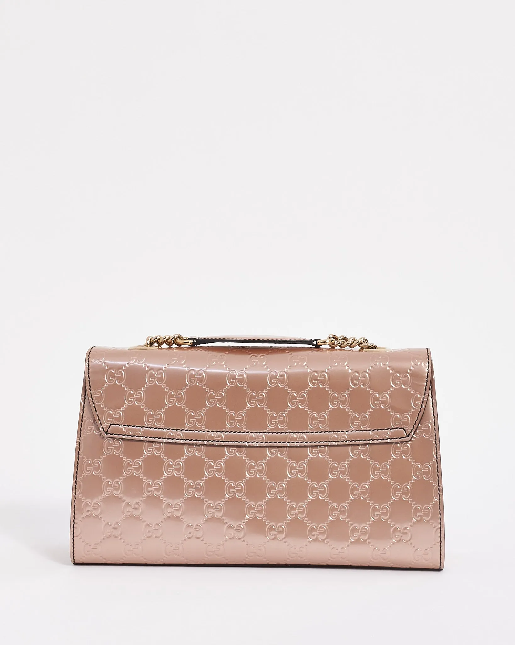 Gucci Pink Guccissima Patent Leather Emily Chain Flap Shoulder Bag