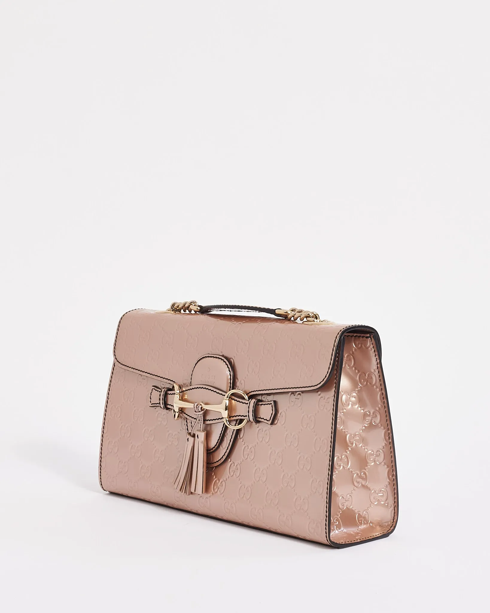 Gucci Pink Guccissima Patent Leather Emily Chain Flap Shoulder Bag