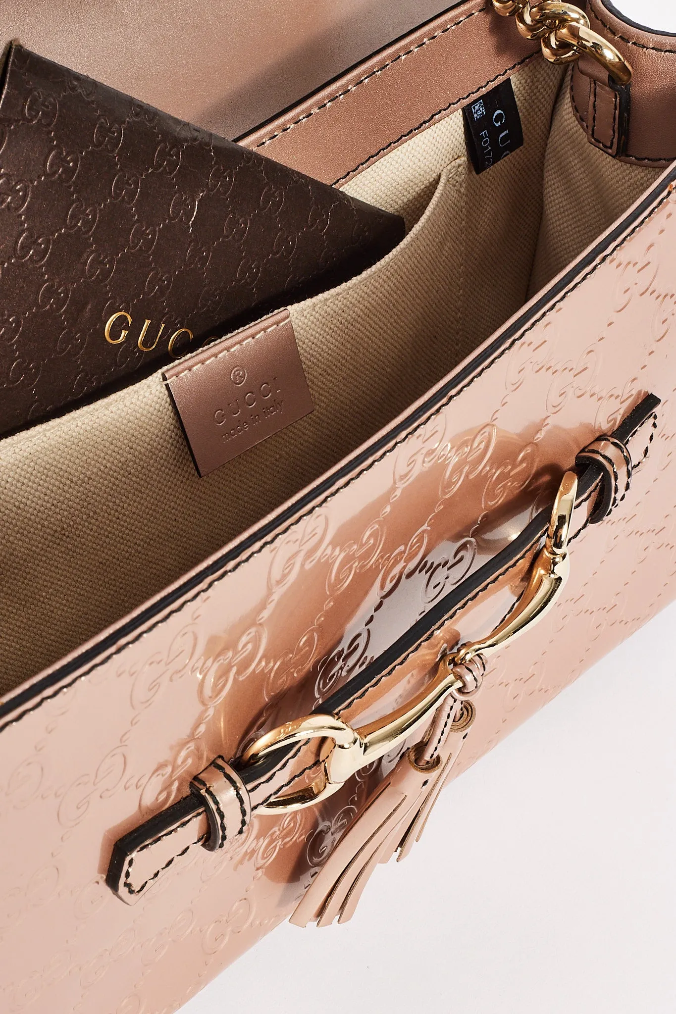 Gucci Pink Guccissima Patent Leather Emily Chain Flap Shoulder Bag