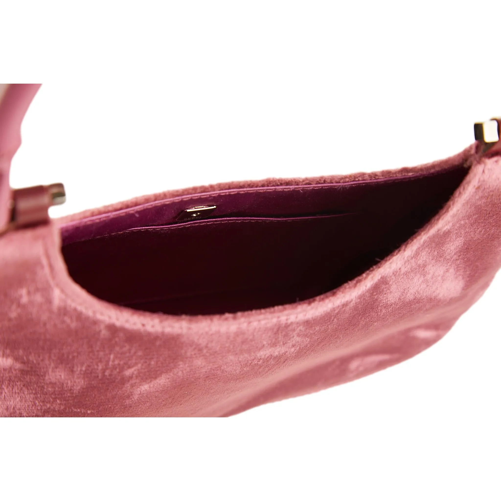 Gucci Pink Velvet Bamboo Top Handle Bag