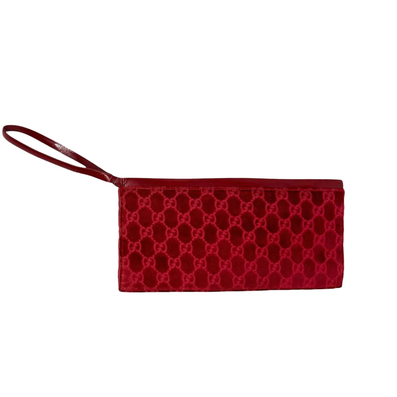 Gucci Red Logo Velvet Wristlet