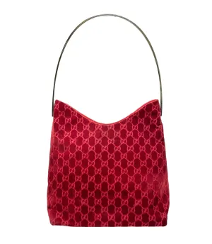 Gucci Red Monogram Velvet Shoulder Bag