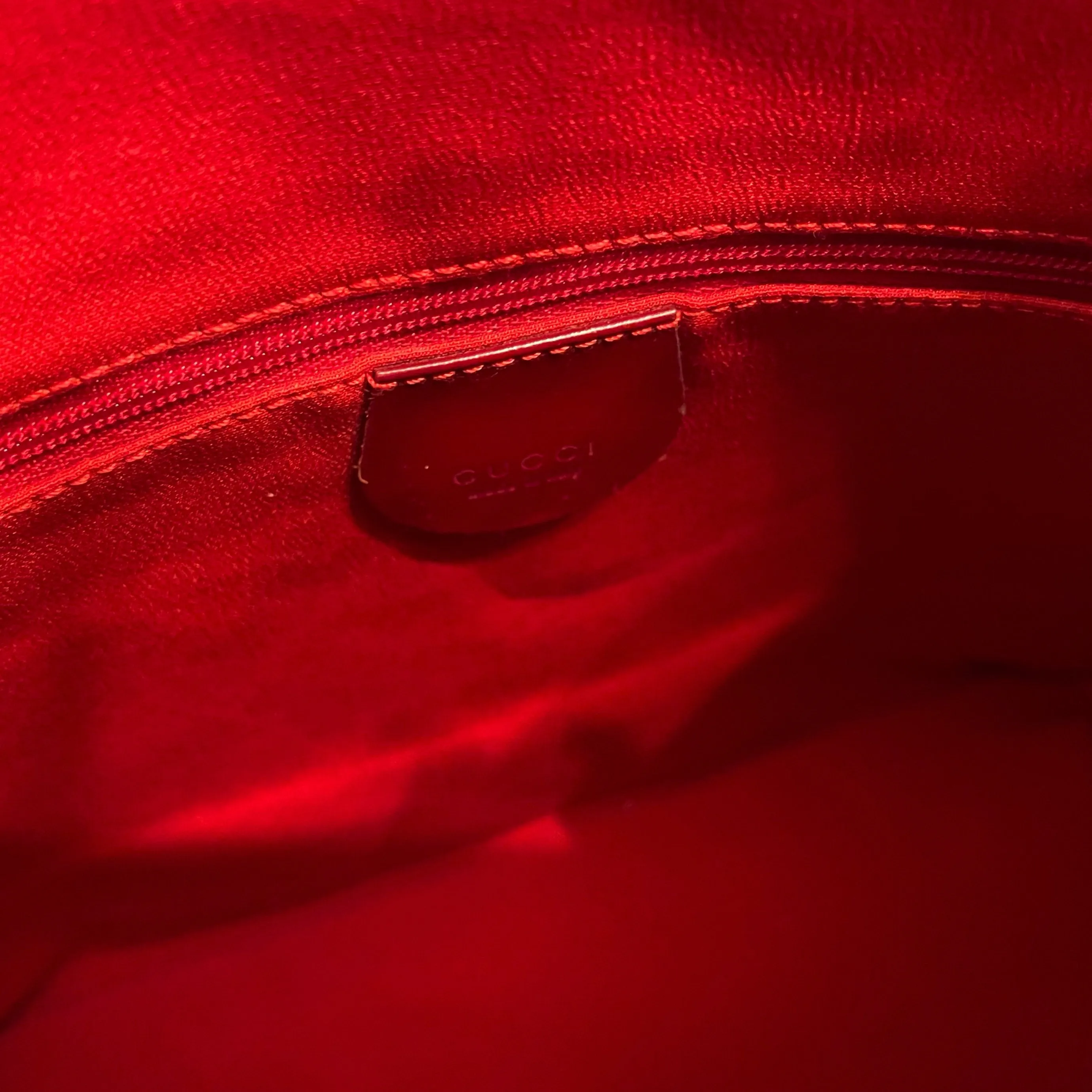 Gucci Red Monogram Velvet Shoulder Bag