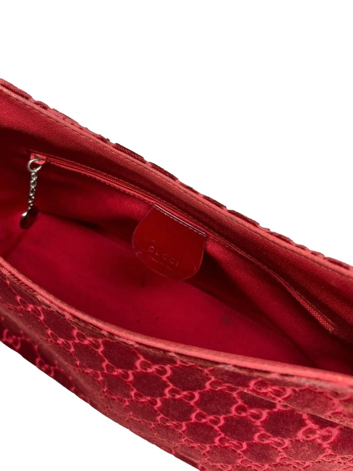 Gucci Red Velvet Metal Shoulder Bag
