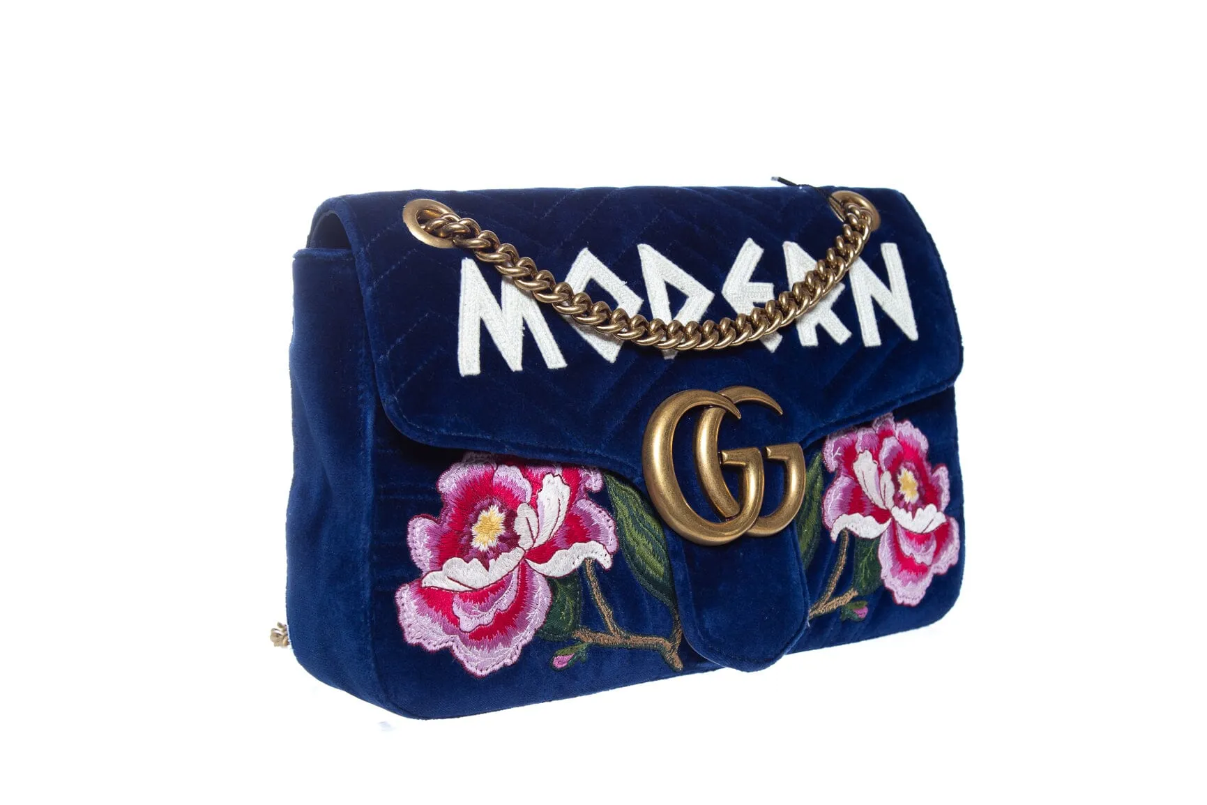 Gucci Royal Blue Velvet "Modern" Marmont Handbag