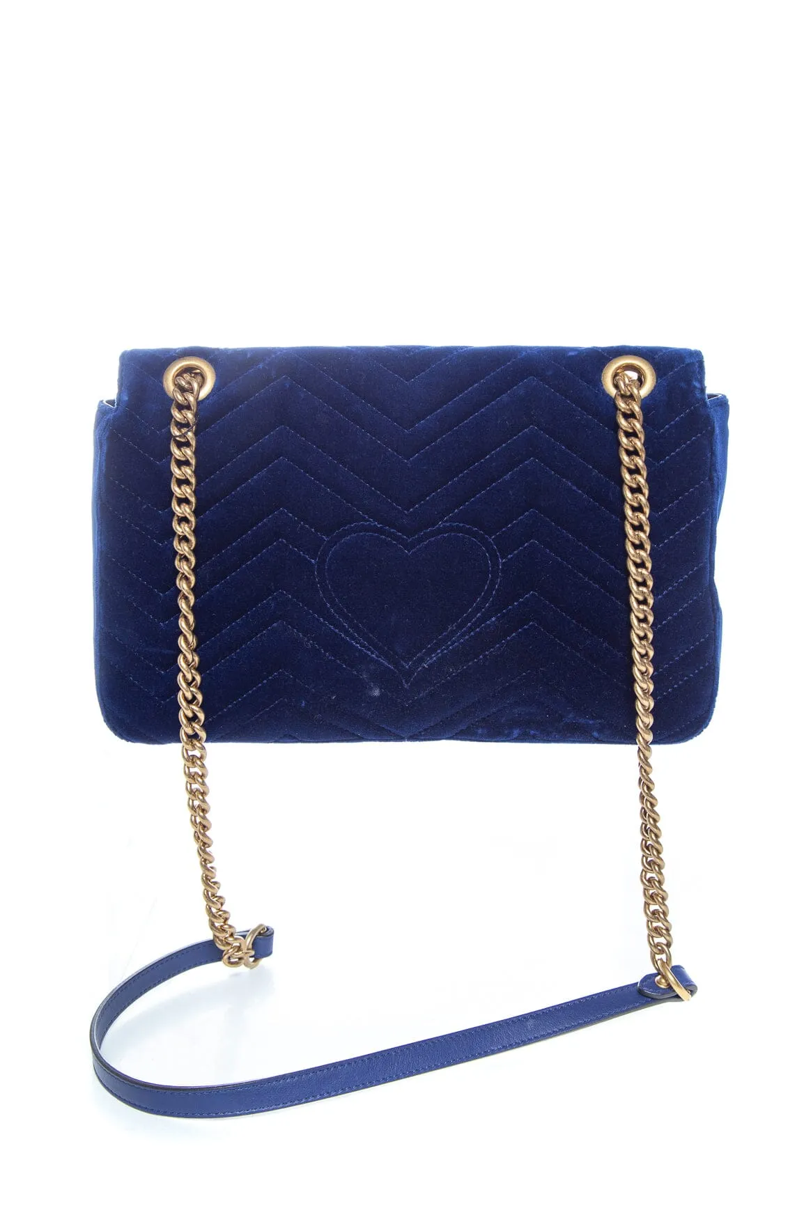 Gucci Royal Blue Velvet "Modern" Marmont Handbag