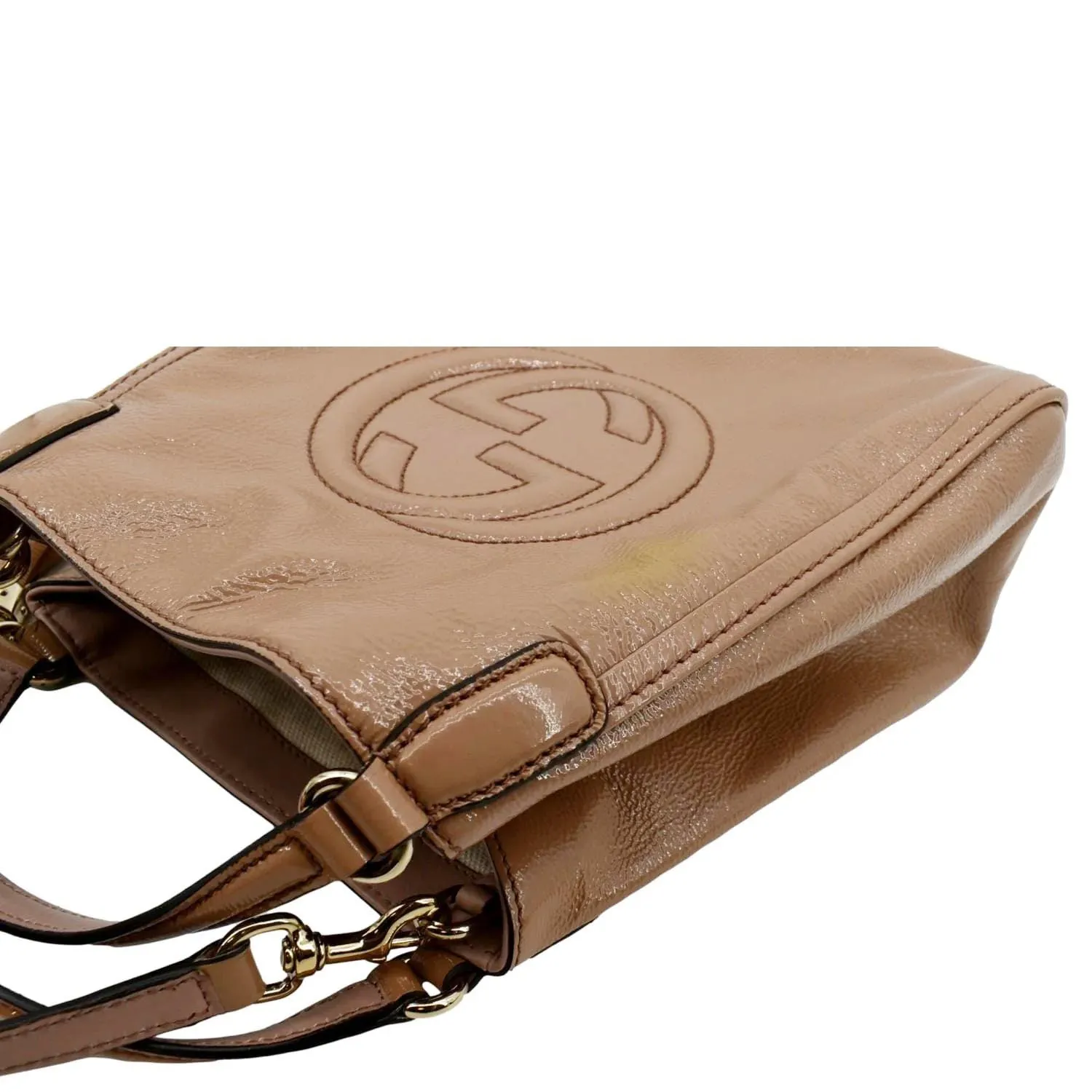 GUCCI Soho Small Patent Leather Shoulder Bag Neutral 336751