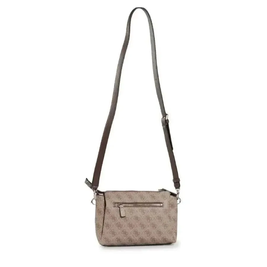 Guess Women's Beige Shoulder Bag with Print and Zip