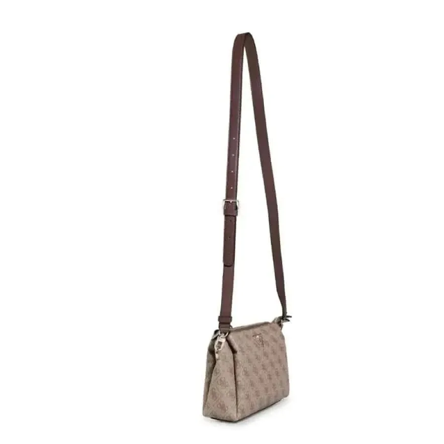 Guess Women's Beige Shoulder Bag with Print and Zip