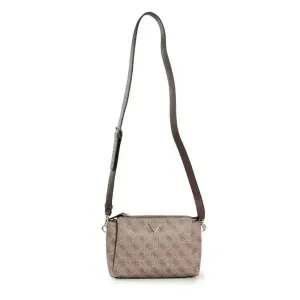 Guess Women's Beige Shoulder Bag with Print and Zip