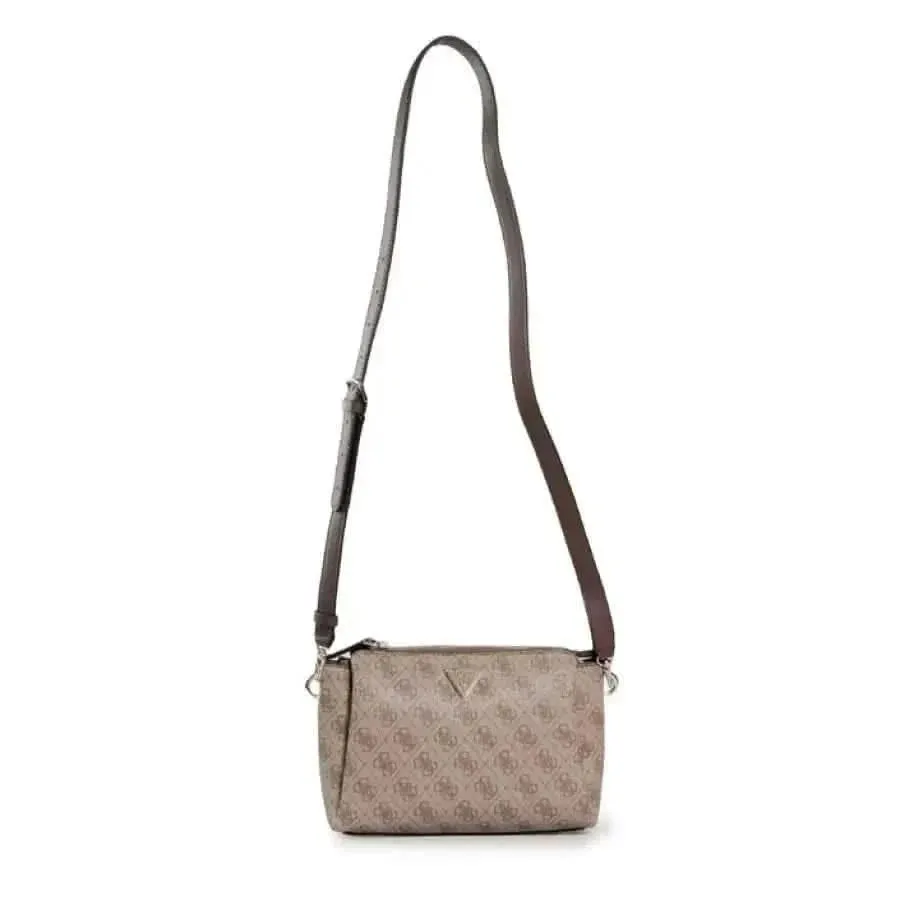 Guess Women's Beige Shoulder Bag with Print and Zip