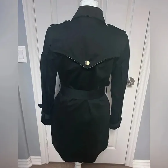🖤”Guess” Women’s Black Mid Length Military Style Belted Jacket Size XS💛