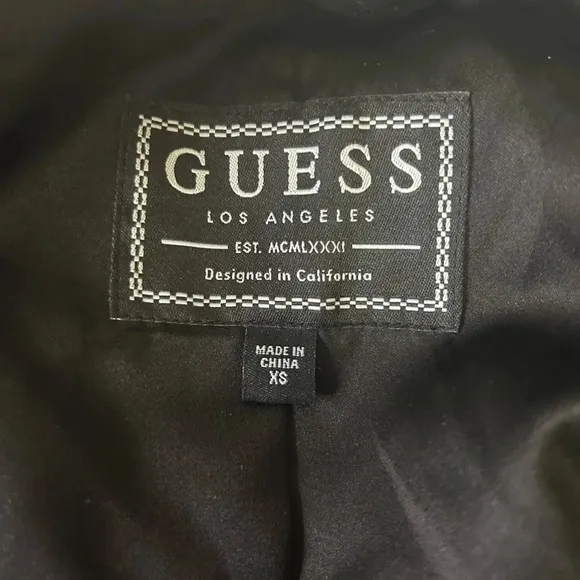 🖤”Guess” Women’s Black Mid Length Military Style Belted Jacket Size XS💛