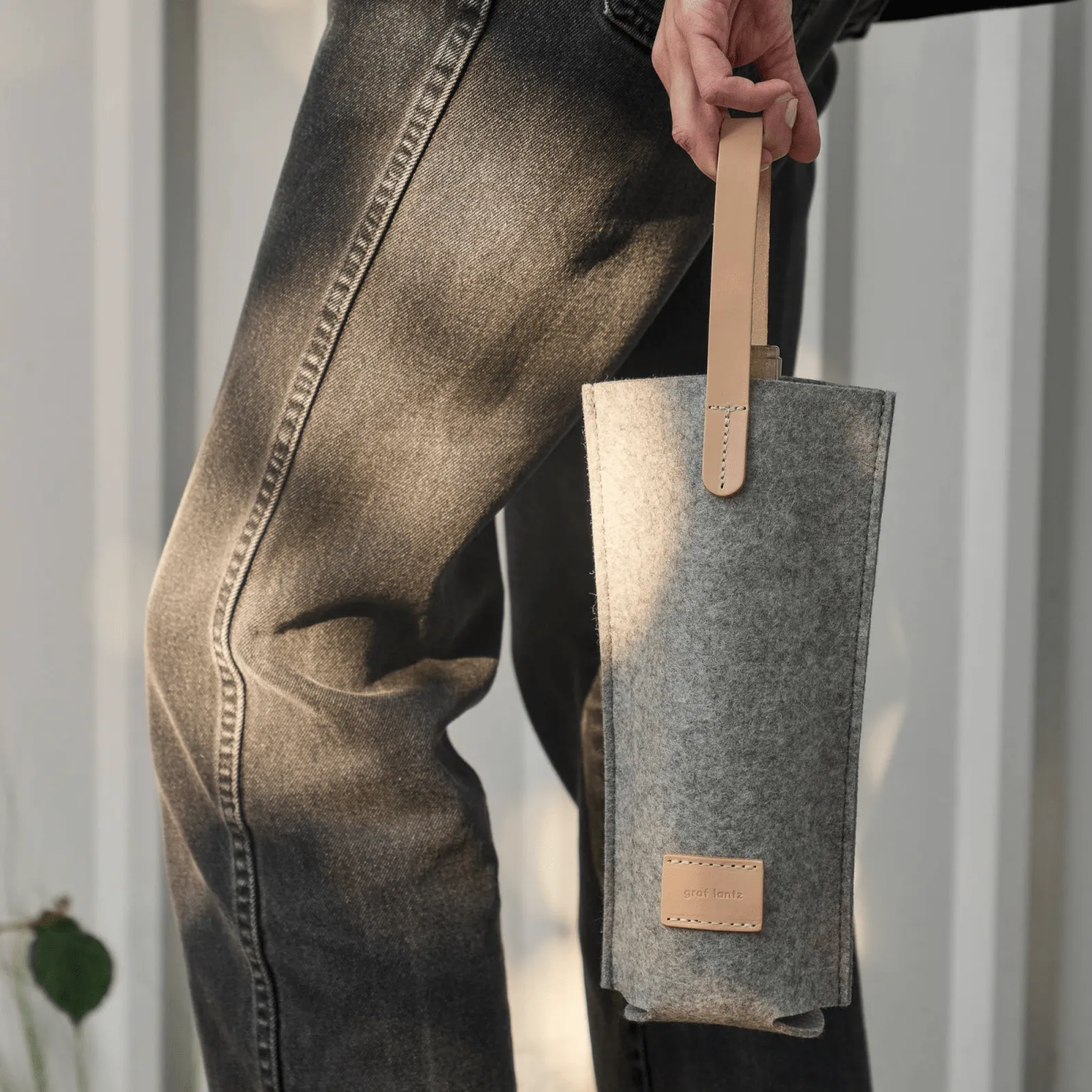 Hana Merino Wool Bottle Bag · Granite