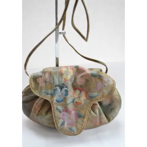 Hand Painted Floral Pouch Purse By Fancy Nancy - 1980's