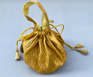 Handcrafted Yellow Zari Potli Bag