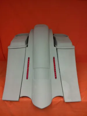 Harley Davidson 6" Heritage Softail Out & Down Extended Saddlebags, 6.5" Speaker Lids   LED Fender No Cutouts