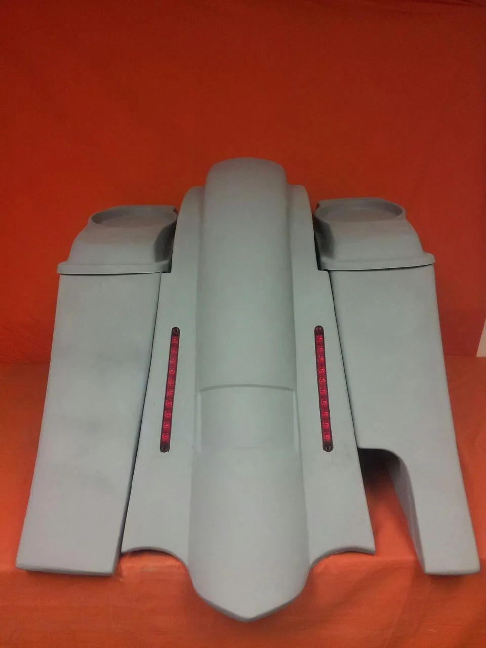 Harley Davidson 6" Heritage Softail Out & Down Extended Saddlebags 6.5" Speaker Lids   LED Fender Right Side Cut Out