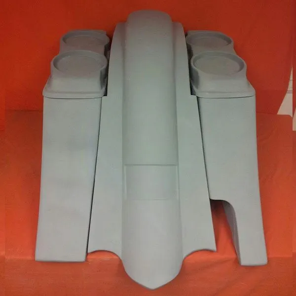 Harley Davidson 6" Heritage Softail Out & Down Extended Saddlebags Dual 6.5" Speaker Lids   Fender Right Side Cut Out