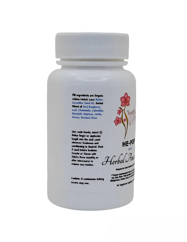 HE-POP: Organic Herbal Anal Bolus: For Him- General/Conditioning Use, 30 capsules- 1,260 mg