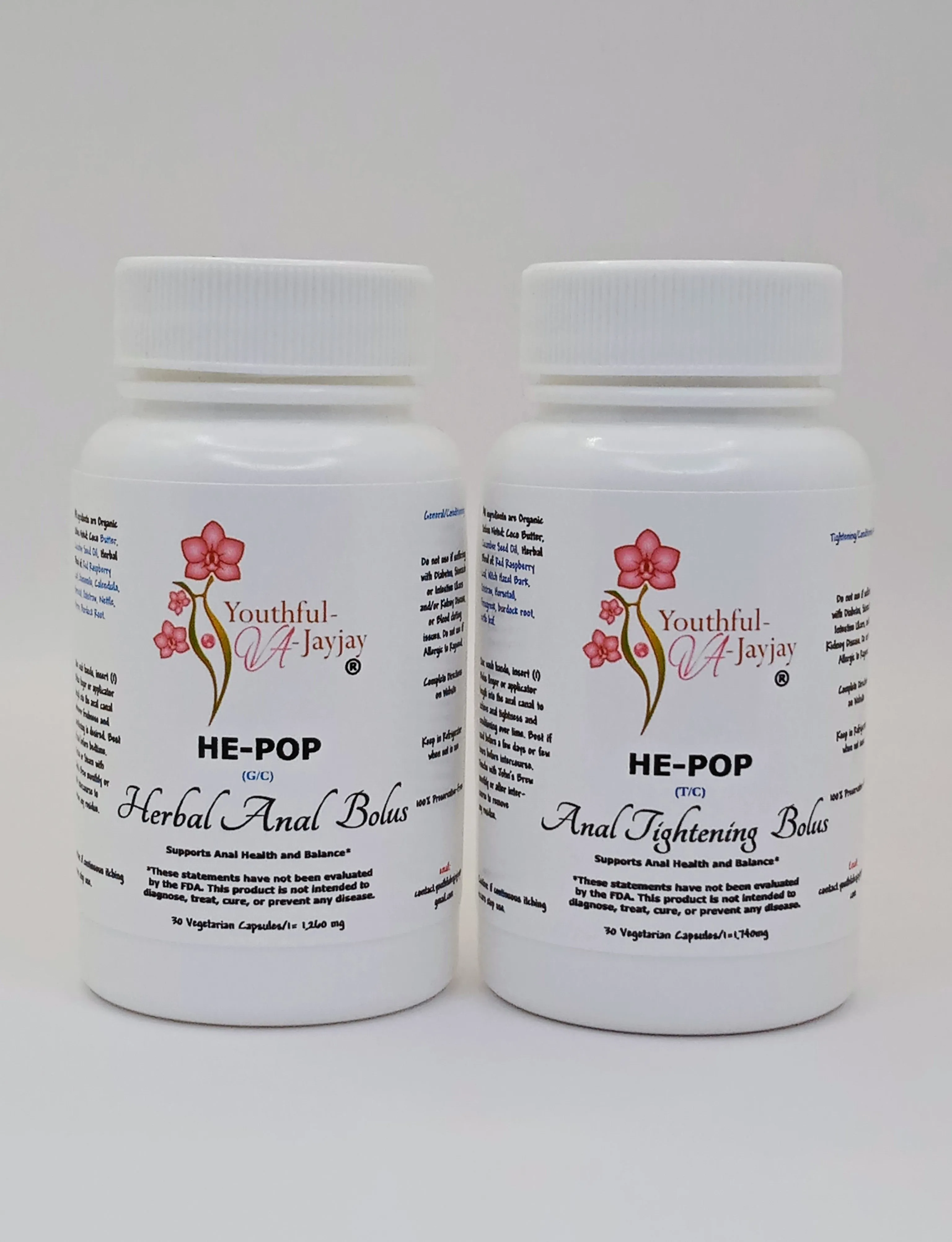 HE-POP: Organic Herbal Anal Bolus: For Him- General/Conditioning Use, 30 capsules- 1,260 mg