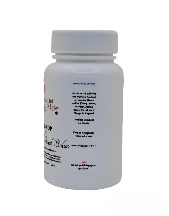 HE-POP: Organic Herbal Anal Bolus: For Him- General/Conditioning Use, 30 capsules- 1,260 mg