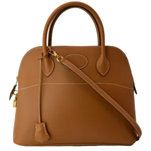 HERMES Bolide 31 Swift Leather Shoulder Bag Brown