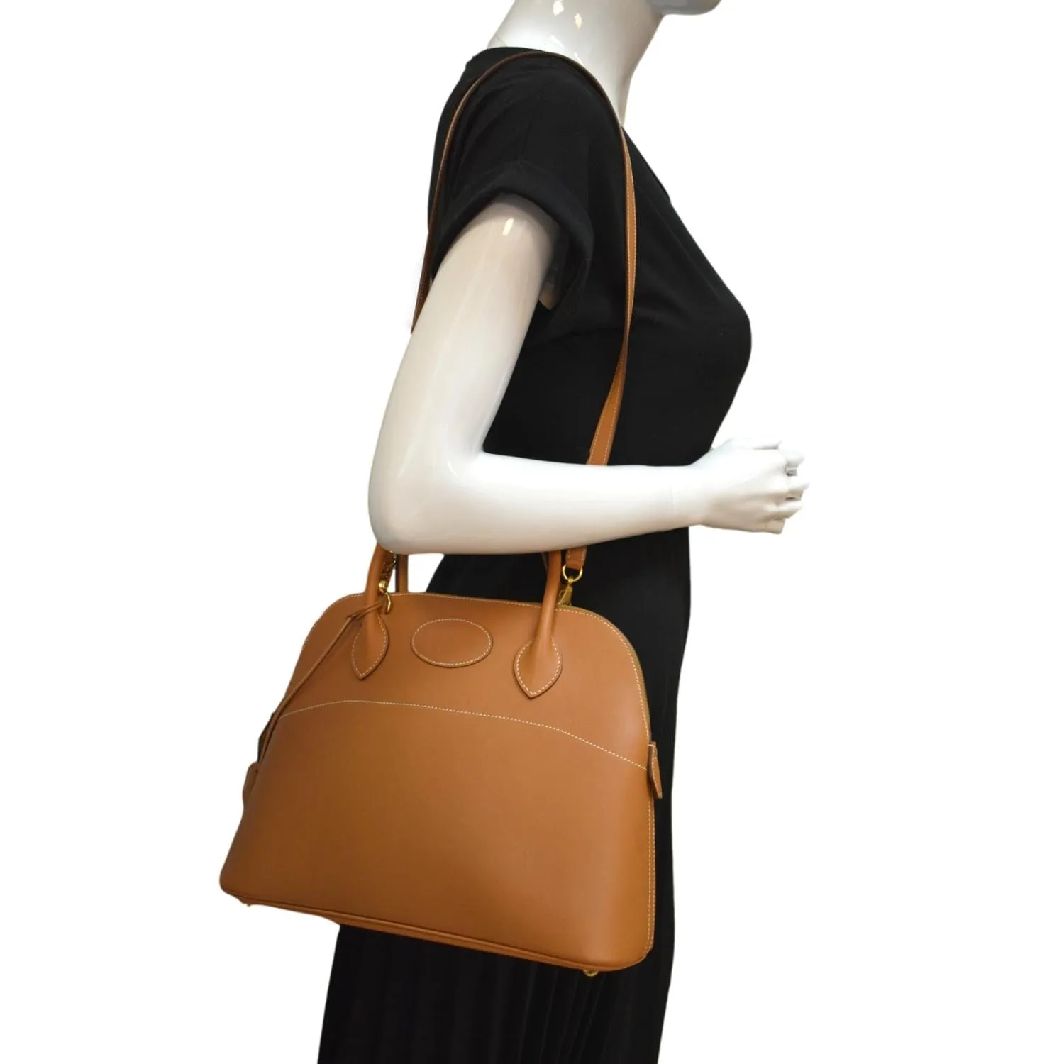 HERMES Bolide 31 Swift Leather Shoulder Bag Brown