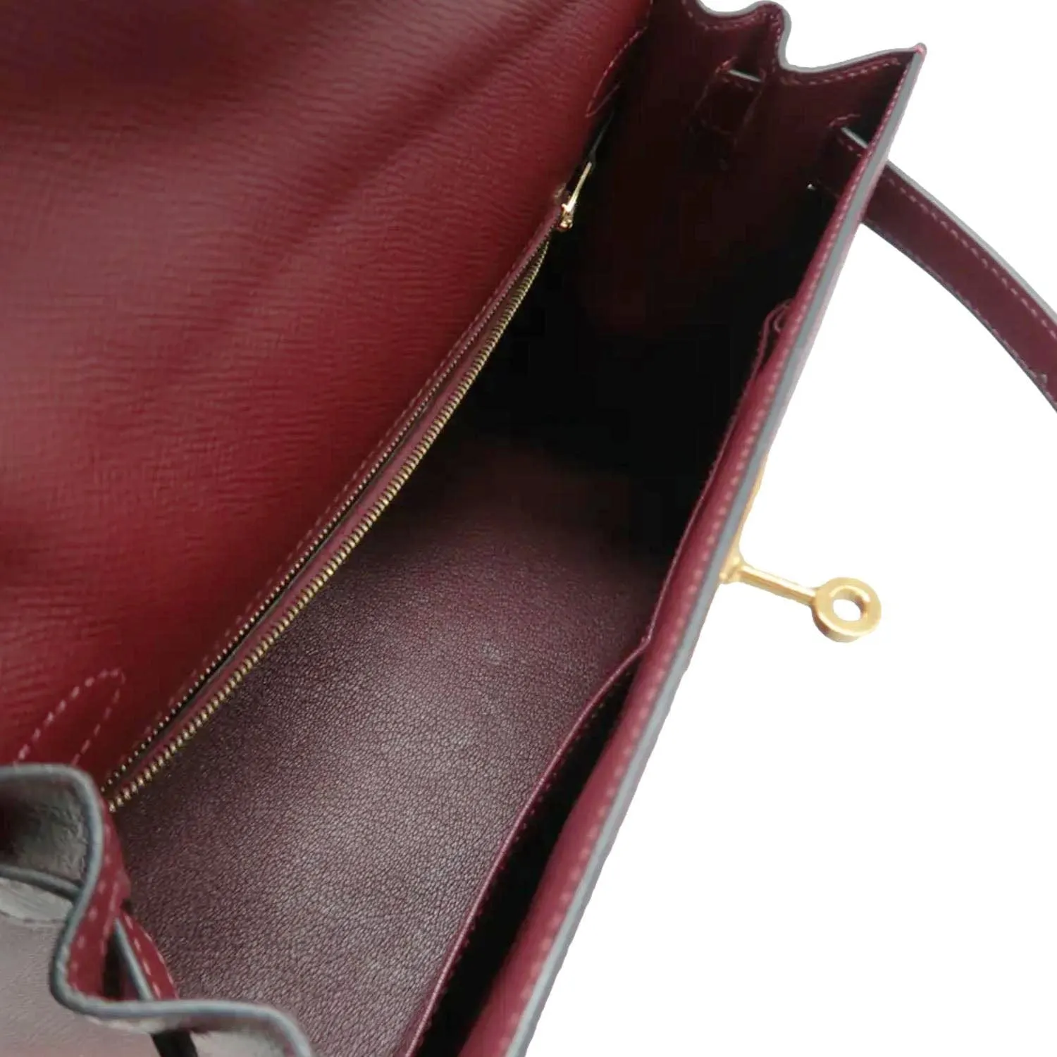 HERMES Kelly 28 Togo Leather Shoulder Bag Red