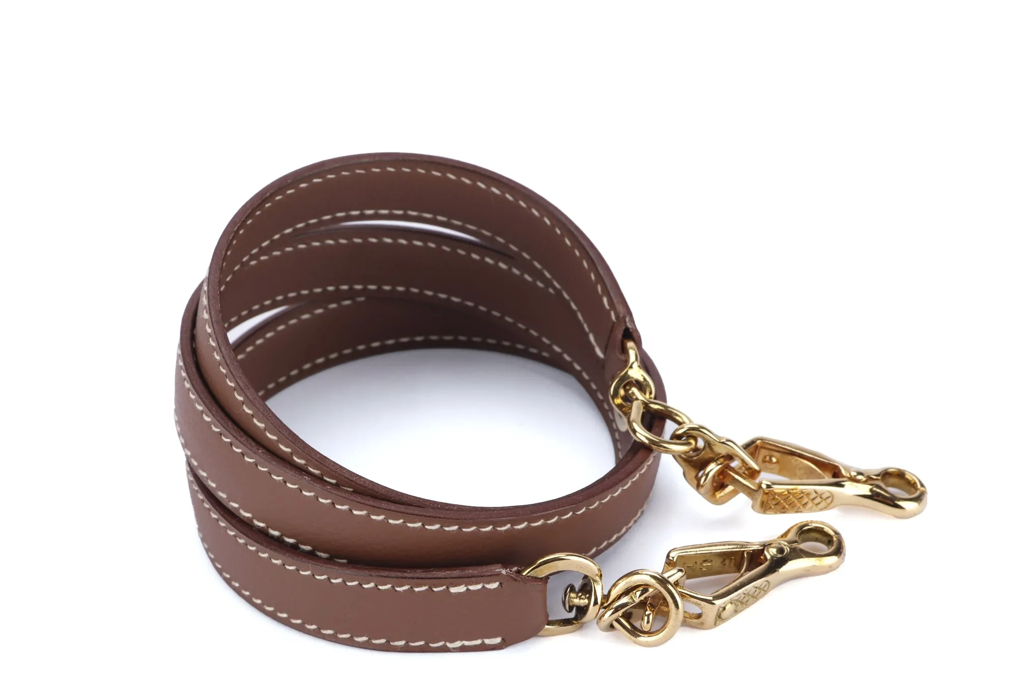 Hermes Shoulder Strap Brown Courcheval Leather, Gold Hardware, with Dust Cover