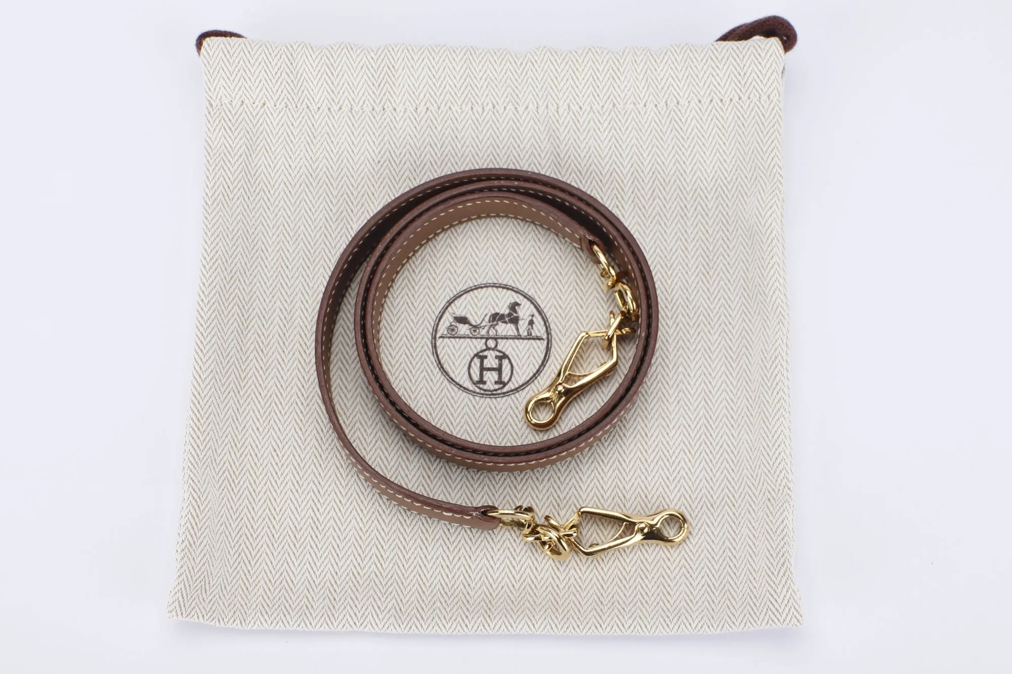 Hermes Shoulder Strap Brown Courcheval Leather, Gold Hardware, with Dust Cover