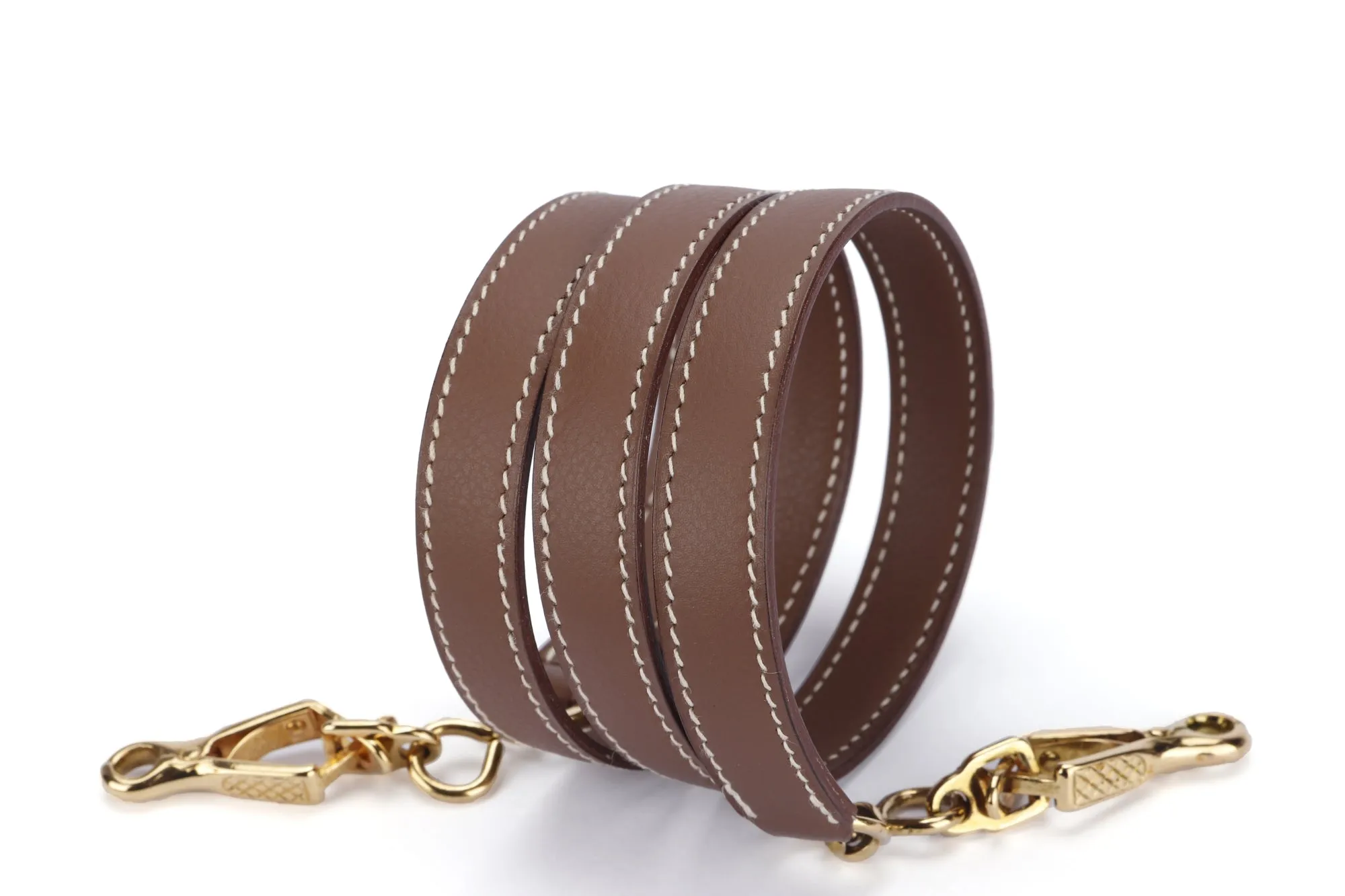 Hermes Shoulder Strap Brown Courcheval Leather, Gold Hardware, with Dust Cover