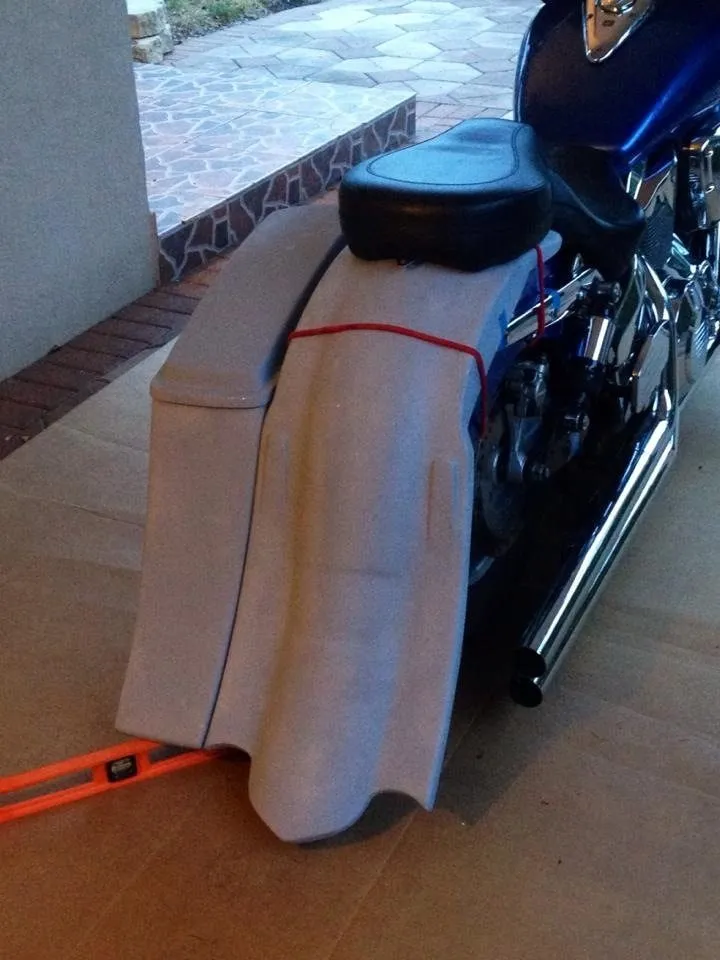 Honda VTX 1800 / 1300 6" Extended Stretched Out & Down Bags   Rear Fender   Lids  Fender No Cut Outs