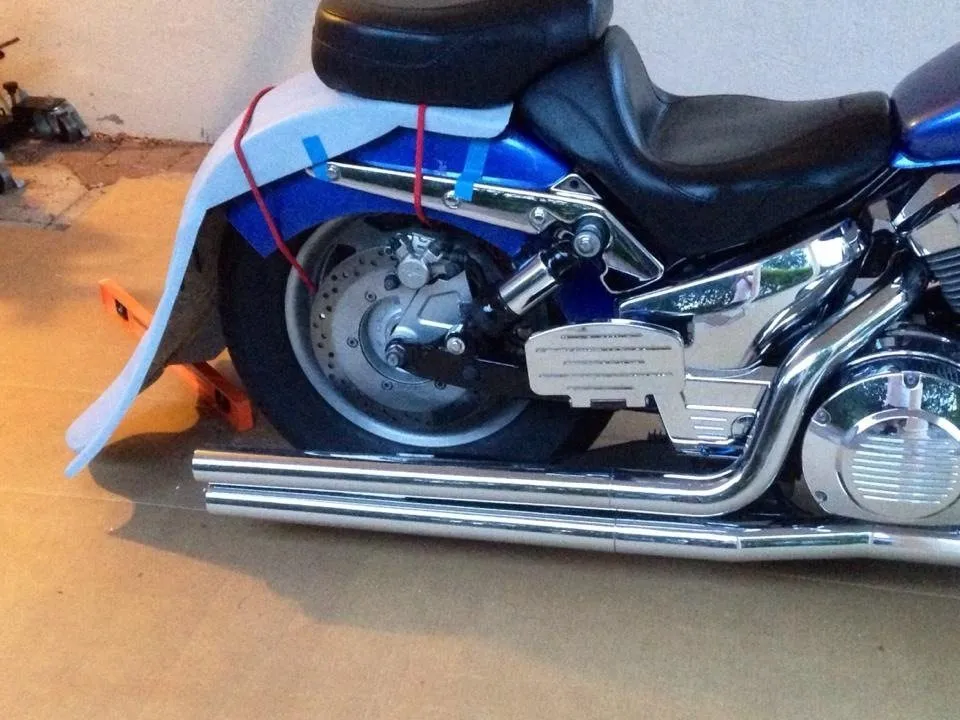 Honda VTX 1800 / 1300 6" Extended Stretched Out & Down Bags   Rear Fender   Lids  Fender No Cut Outs