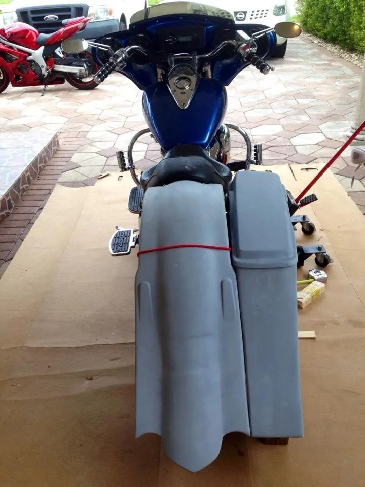 Honda VTX 1800 / 1300 6" Extended Stretched Out & Down Bags   Rear Fender   Lids  Fender No Cut Outs